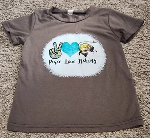 Peace Love Fishing Girls Outfit Flare Pants Size 4T/5T - Picture 1 of 7