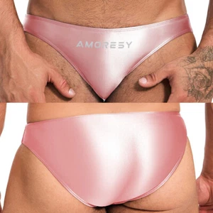 AMORESY Hombres Traje de Baño Calzoncillos Brillantes Brillantes Brillantes Ropa Interior Hielo Sedoso Elástico Calzoncillos - Imagen 1 de 75