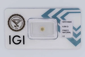 💎 Diamante de lujo amarillo pardusco brillante 0,56 ct. - I2 - Certificado IGI 💎 - Imagen 1 de 5