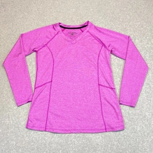 Beverly Hills Polo Club Women Tops Small Pink Long Sleeve Crew Neck Stretch Yoga - Picture 1 of 9