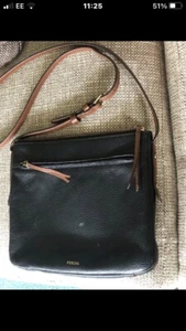 Fossil Black Grained Leather Bag - Picture 1 of 6