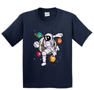 Boys Baseball Shirt Baseball Pitcher Astronaut Outer Space Spaceman Kids T-Shirt - Picture 1 of 4