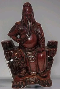Figurine Chinese Guan Gong (Guan Yu) Loyalty Trustworthy Protective Red Resin - Picture 1 of 6