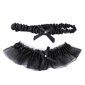 Conjunto de liga de boda de encaje negro liguero de pierna para cinturón novia mujeres niñas accesorio corporal... - Imagen 1 de 7