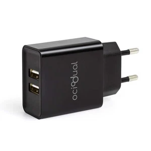 Cargador de Pared UE, 2 Puertos USB con 5V, 2.1A, 10W, Negro, Modelo: ST600 - Imagen 1 de 7