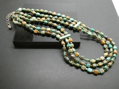 Jay King DTR Sterling Silver 925 Turquoise Three Stranded Bead Necklace 20" - Image 1 of 4