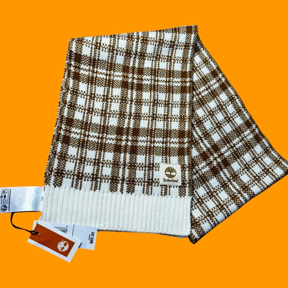 Timberland Scarf Wheat Plaid One Size Winter Fall Logo T101808