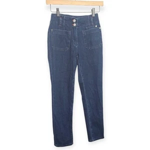 Jeans Maeve Anthropologie para mujer 25P Petite ajustados parche recto bolsillo denim - Imagen 1 de 4