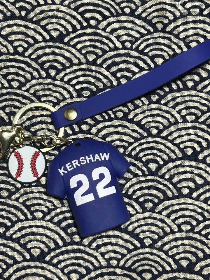 Clayton Kershaw LA Dodgers Durable 3D Vinyl Gold Jersey Keychain w/ Baseball Tag - Image 1 of 3