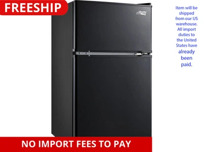 Mini nevera de dos puertas con congelador de 3,2 pies cúbicos, negra, E-Star Foto 1 de 4