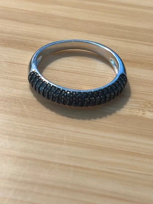 Sterling Silver Black Spinel Pave Band Ring Size 9 - Image 1 of 4