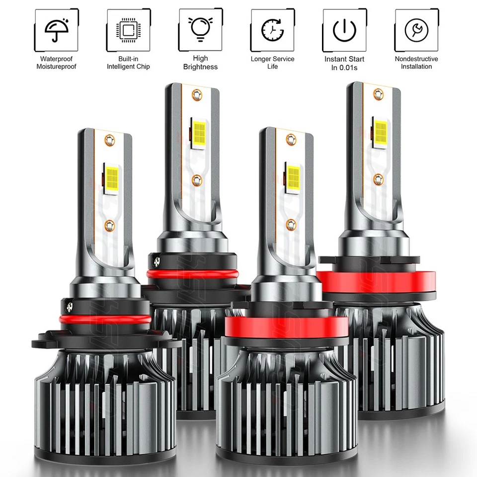 4x 9005+H11 Kit de bombillas de haz alto-bajo LED para Honda Ridgeline 2017-20 Foto 1 de 4