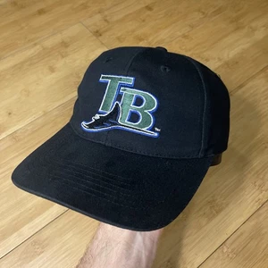 VTG Kick 10 Tampa Bay Devil Rays Promo Mountain Dew Black Adjustable Hat Cap MLB - Picture 1 of 14
