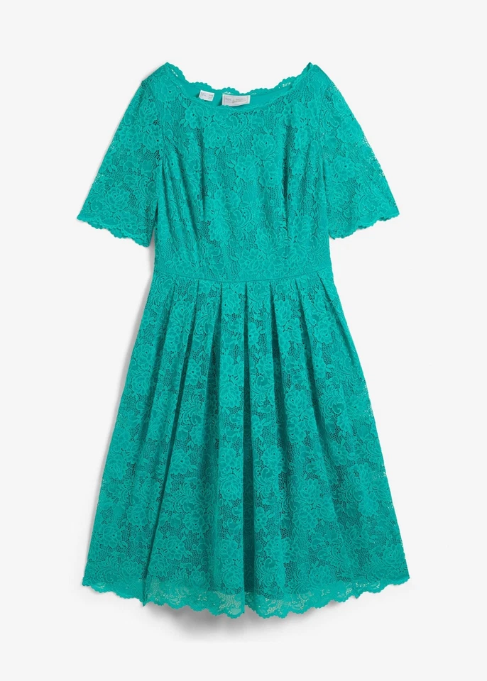 Spitzenkleid mit schwingendem Rockteil Gr. 40/42 Smaragd Cocktailkleid Dress Neu - Bild 1 von 1