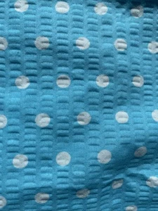 Blue White Fabric Polkadot Seer Sucker Fabric 1.5 Yards - Picture 1 of 5