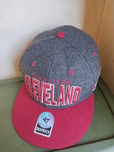 Cleveland Cavaliers NBA '47 Brand Cap Gray Maroon Adjustable Snapback Flat Bill - Picture 1 of 12