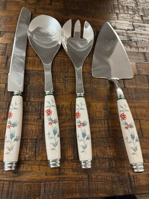 Faca, torta, colher e garfo para servir utensílios de inverno Pfaltzgraff Winter Berry 4 peças - Imagem 1 de 3