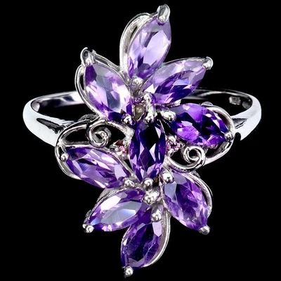 925 Пробы кольцо маркиза аметист родолит гранат драгоценных камней ювелирных изделий 9 - Изображение 1 из 4