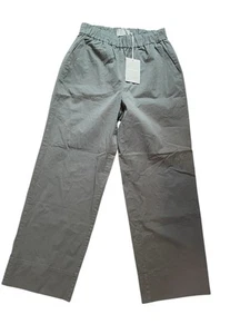 NEW Everlane Pants Organic Cotton Wide Leg Elastic Waist Pull On Green Women's 8 - Picture 1 of 10