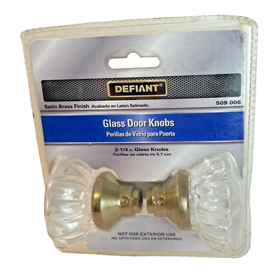 Perillas de puerta de vidrio desafiante acabado latón satinado 2-1/4" nuevas en paquete 509 006 LEER * Foto 1 de 4
