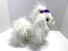 Battat Pucci Pups Realistic White Maltese Purple Bow Stuffed Dog Animal Plush 9"