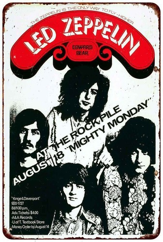 1969 Led Zeppelin in Toronto Vintage Look Reproduction Metal sign 8 x ...