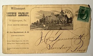 Sobre de Colección Años 1880 DICKINSON SEMINARIO Williamsport PA para Ambos Sexos - Imagen 1 de 12