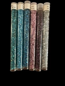 6 Juwel Farbe LT lila, dunkellila, grün, mittelblau, dunkelblau, klare Perlen - Bild 1 von 1