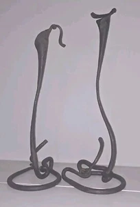 Paar Jack Brubaker Schmiedeeisen CALLA LILY Kerzenständer Vintage Brutalist MCM - Bild 1 von 4