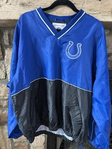NFL Indianapolis Colts Mens Pullover Jacket  Blue Black V-Neck Size L Polyester - Picture 1 of 17