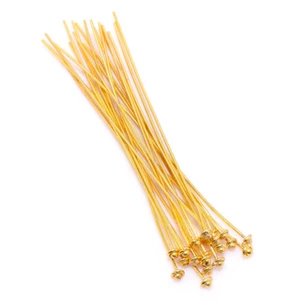 40 PCS BALI HEAD PIN 18K GOLD PLATED 20 GAUGE 3 INCH PIN JEWELRY 833 - Picture 1 of 1