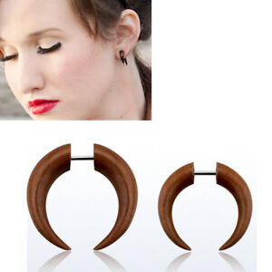 Natural Curved Organic Coco Wood Taper with O-Rings 10mm Ear Stretcher Earring Body Piercing Jewellery