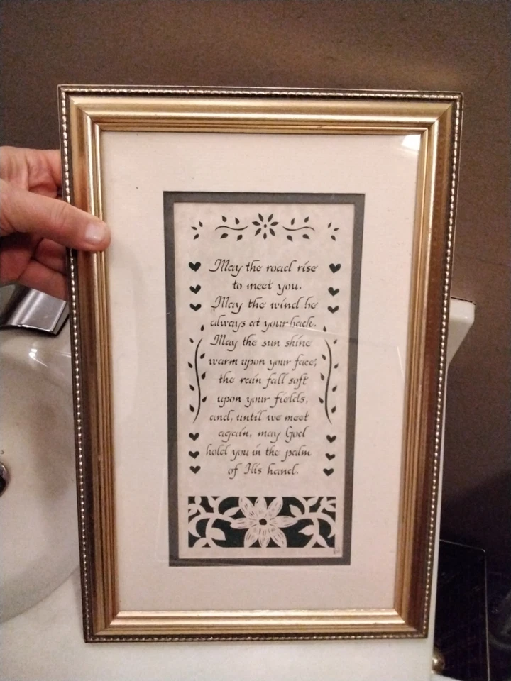 Framed Scherenschnitte Irish Blessing Folk Art Lancaster County 14.75" X 9.75"  - Image 1 of 4
