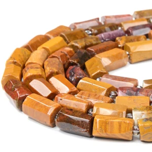 Gelber Mookaite Edelstein 12X8MM facettierter Zylinder Rundrohr Lose Perlen (D464) - Bild 1 von 3