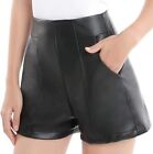 Black Stylish Original Soft Leather Shorts Handmade Casual Pockets Women Party