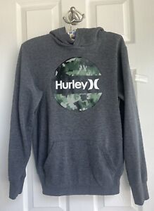 Hurley Boys Pullover Hoodie Sweatshirt Gray  Camo Logo Size Large 14-16