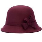 Chapeau d'hiver vintage cloche élégante laine bonnet bol fleur feutre femmes femme