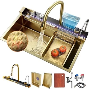 29.5"x18.1" Stainless Steel Single Bowl Kitchen Smart Sink with Pull-Out Faucet - Picture 1 of 16