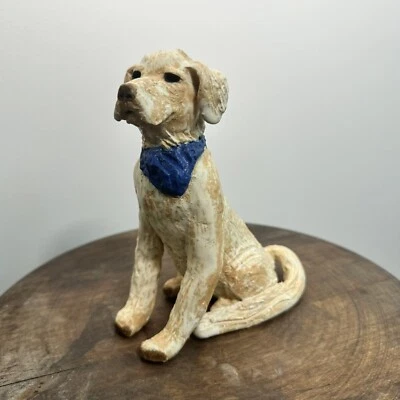 Handmade Studio Art Pottery Clay Yellow Labrador Dog 7" Large Signed R Babcock - Image 1 of 4