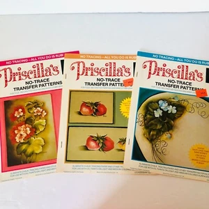 Priscilla's No Trace Transfer Patterns Set of 3 - Strawberries & Flowers (1979) - Picture 1 of 5