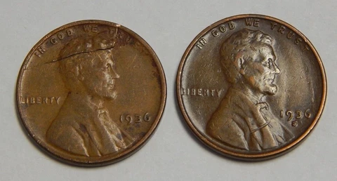 1936 & 1936-S Lincoln Wheat Cents - Mint Error Planchet Defects Cover