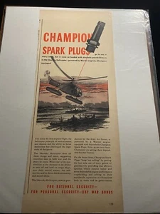 Anuncio de helicóptero Champion Bujías Sikorsky 1943 - Imagen 1 de 1
