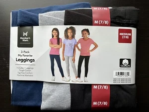 NEW! MEMBER’S MARK 3-PACK GIRL’S FAVORITE TAGLESS LEGGINGS SIZE: M (7/8) - Picture 1 of 3