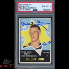 Bobby Orr signed 1968-69 O-Pee-Chee Norris Trophy Card PSADNA Slab Auto 10 C1306
