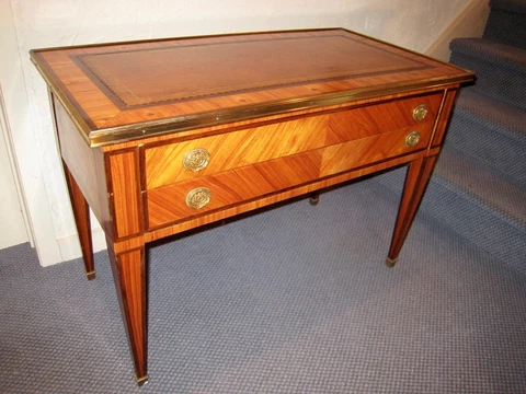 VTG Italian Import- FR. REGENCY END TABLE- Rosewood Parquetry /Leather Top- FINE Cover