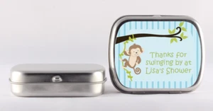 Monkey Boy Mint Tin Stickers - Baby Shower Favor - Personalized Mint Tin Labels - Picture 1 of 3