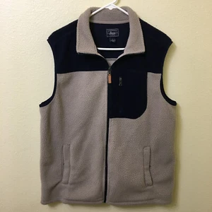 GH Bass Fleece Vest Mens Size Large Brown Blue Full Zip Pockets Casual - Picture 1 of 8