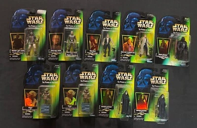 Star Wars POTF Action Figures GREEN CARD RED HOLO 9PC Lot SEALED Kenner 1996-7 - Image 1 of 2