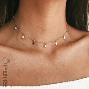 Women Fashion Necklaces Choker Bohemia Gold Silver Color Star Boho Necklace  - Picture 1 of 5