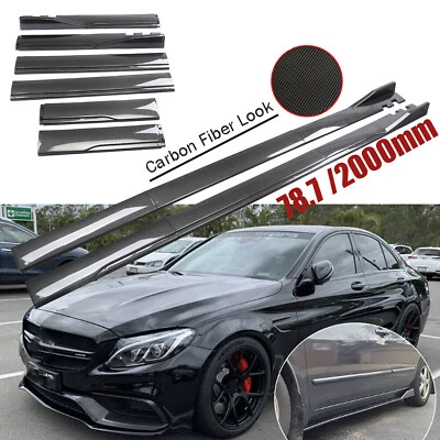 Carbon Fiber Side+Skirt Rocker /Panel Splitter Lip For Mercedes Benz W205 W204 Foto 1 de 4